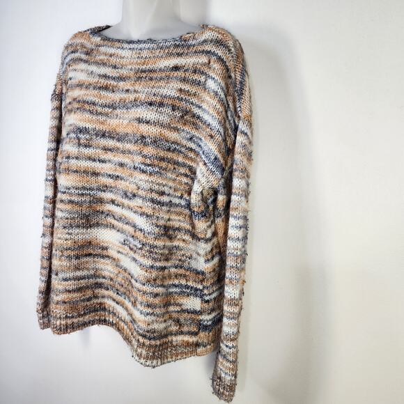 LOFT Sweater Womens Medium Space Dye Pullover Knit Wool Blend Ballet Neck Orange - Picture 5 of 9